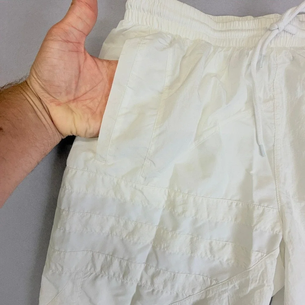 Adidas Swim Shorts Mens Medium White Asymmetric 3 Stripe FN0001